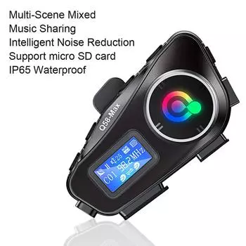 Двухъядерный беспроводной интерком с ЖК-экраном, наушниками, MP3-плеером, динамиком, многофункциональным смешанным распределением музыки, водонепроницаемой гарнитурой для мотоциклетного шлема Soft Microphone