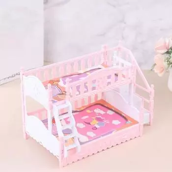 Двухъярусная кровать для кукольного домика Двуспальная кровать для кукол Аксессуары для кукол BJD Двуспальная кровать для кукол BJD 1 set