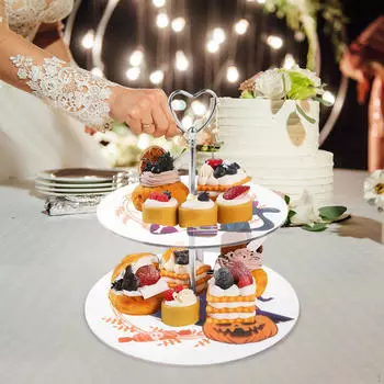 Двухъярусная подставка для кексов, поднос для фруктовых закусок, многоярусная подставка для тарелок Pumpkin