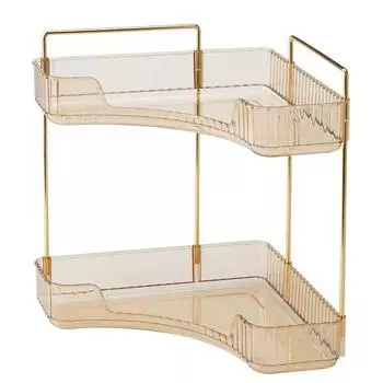 Двухъярусная полка для ванной комнаты, угловое место для хранения на столешнице, прозрачный угловой туалетный столик, экономящий место органайзер для косметики, кухонная полка для специй янтарь