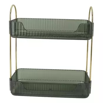 Двухъярусная стойка для макияжа, современная легкая роскошная двухъярусная полка для макияжа, органайзер для кистей, теней для век зелёный