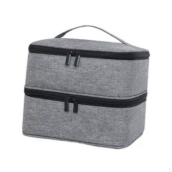 Двухъярусная сумка для хранения лака для ногтей с разделителями, вмещает 30 флаконов, для женщин, занимающихся техникой серый