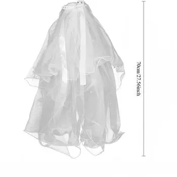 Двухъярусная светодиодная свадебная фата невесты, белая/многоцветная, с подсветкой, карандашный край, фата с заколкой для волос, светящиеся головные уборы для вечеринок и клуба для женщин разноцветный