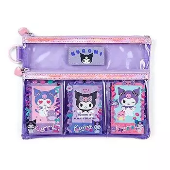 Двухъярусный мешочек Sanrio Kuromi (мило настроенный) с 3 карточками и 3 прозрачными листами 931691