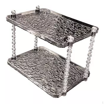 Двухъярусный поднос для косметики, многофункциональный акриловый органайзер для косметики, настольный поднос для духов в ресторане серый
