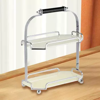 Двухъярусный поднос с ручкой для закусок и фруктов в гостиной белый