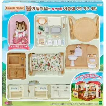 Двухэтажный дом Sylvanian Family Lighting Red Roof Рекомендуемый комплект мебели 28870, 1 предмет, популярные корейские игрушки