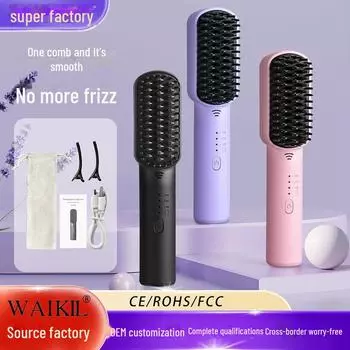 Двухцелевой ионный выпрямитель для волос и расческа для завивки чёрный