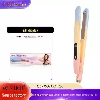 «Двухцелевой ЖК-стайлер для волос: Регулируемая плойка для завивки и выпрямления волос с градиентной шиной