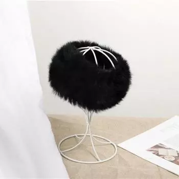 Двухцелевые наушники-ушанки из кроличьего меха, шапка-ушанка Россия, меховая шапка, советская шапка, пушистые плюшевые повязки на голову чёрный