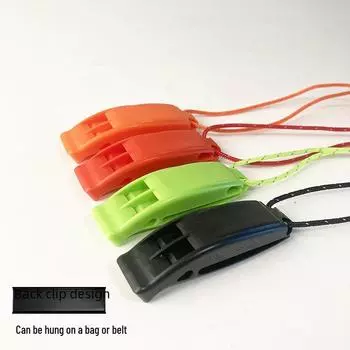 Двухчастотный свисток для выживания на открытом воздухе с клипсой, предотвращающей потерю, и звуком дельфина оранжевый