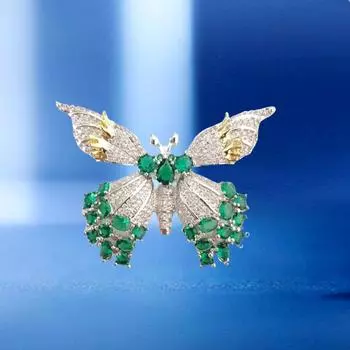 Двухцветная брошь-бабочка для женщин, роскошный дизайн ниши, инкрустированный цирконием, универсальная брошь для одежды, аксессуары