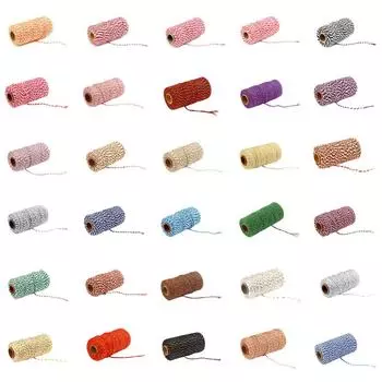 Двухцветная хлопчатобумажная веревка 2 мм, цветная вязаная веревка ручной работы, праздничная декоративная веревка Diameter 2MM