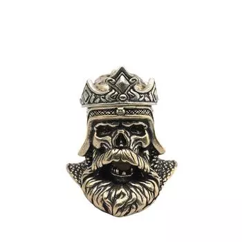 Двухцветная Корона Череп Король Голова Скульптура Латунная Бусина для Ножа EDC На открытом воздухе DIY Паракорд Темляк Подвеска Плетеный Браслет Аксессуары