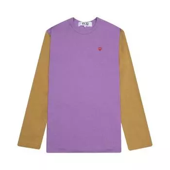 Двухцветная мужская футболка Comme des Garons PLAY фиолетового/оливкового цвета AZ-T316-051-4 S