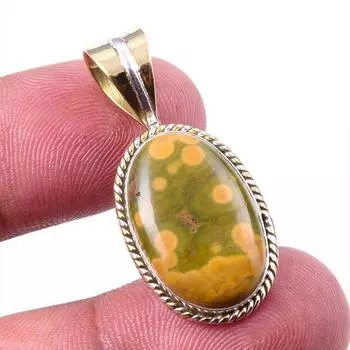 Двухцветная подарочная подвеска из чистого серебра 925 пробы с натуральной океанской яшмой 1,50 дюйма s2b69