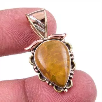 Двухцветная подарочная подвеска из натурального стерлингового серебра 925 пробы с яшмой океана 1,50 дюйма n1y99