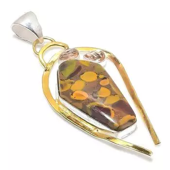 Двухцветная подвеска из натурального бамбука, яшмы и морганита, стерлингового серебра 925 пробы, 2,88 дюйма p3y63