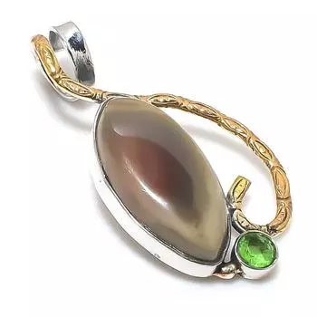 Двухцветная подвеска из стерлингового серебра 925 пробы с натуральной императорской яшмой и перидотом, 1,77 дюйма A2p62