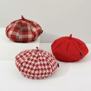 Двухцветная полосатая кепка газетчика детская кепка осенне-зимняя для мальчиков и девочек купол повседневный берет мелкая сетка кепка художника about 50cm, suitable for about 1-4 years old