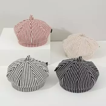 Двухцветная полосатая кепка газетчика детская кепка осенне-зимняя для мальчиков и девочек купол повседневный берет мелкая сетка кепка художника about 50cm, suitable for about 1-4 years old