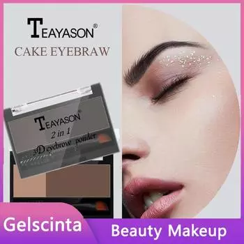 Двухцветная пудра для бровей Lazy Seal с кистью для бровей. Кисть может регулировать главу бровей с помощью бровей.