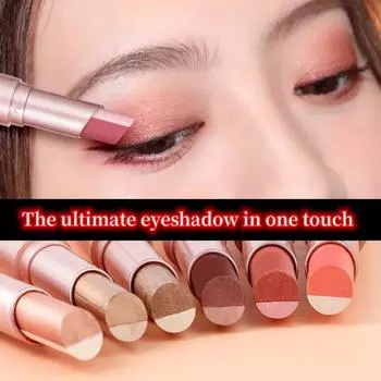 Двухцветная ручка для теней для век с градиентом, тонкий мерцающий оттенок, водостойкая и нелегкая для размазывания, трехмерная палочка для теней для век для макияжа глаз 1#