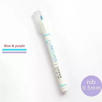 Двухцветная ручка с двумя линиями, трехмерный контур, милый мечтательный рисунок, креативная круглая ручка для счета, флуоресцентная blue purple