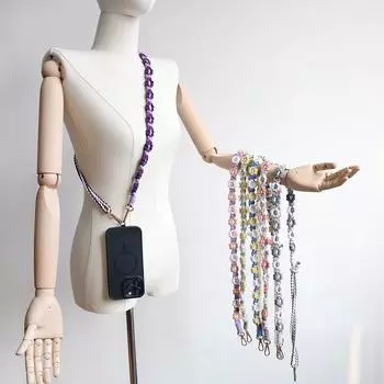 Двухцветная сумка через плечо из хлопка Daisy с регулируемой цепочкой 2.5 x 100 cm