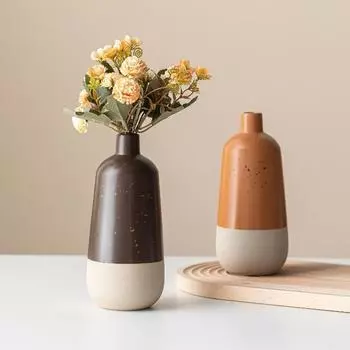 Двухцветная ваза ручной работы, керамическая гидропонная ваза, цветочная композиция, домашний декор, настольные украшения, украшение сада оранжевый