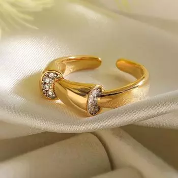 Двухцветное геометрическое кольцо с открытым кубическим цирконием для женщин, регулируемые модные украшения Ins, минималистский роскошный подарок Opening adjustable