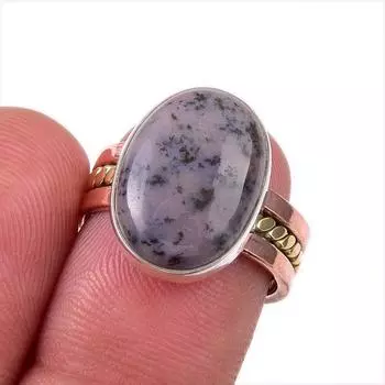 Двухцветное кольцо из чистого серебра 925 пробы с натуральным дендритовым опалом S.6.5 t9t94