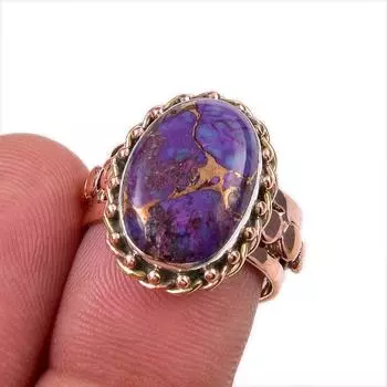 Двухцветное кольцо из чистого серебра 925 пробы с натуральным бирюзовым камнем, размер 7 A8U53