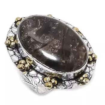 Двухцветное кольцо из натурального африканского мха из стерлингового серебра 925 пробы, размер 9 f6w11