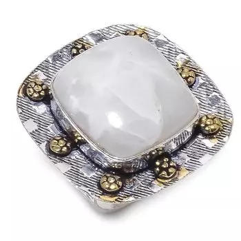 Двухцветное кольцо из натурального радужного лунного камня из стерлингового серебра 925 пробы, размер 9 o9Z65