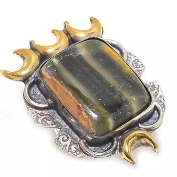 Двухцветное кольцо из натурального серебра 925 пробы с яшмой, размер 7 G8U64