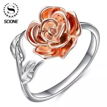 Двухцветное кольцо из розового золота, европейское и американское женское модное кольцо с цветком, подарочные украшения