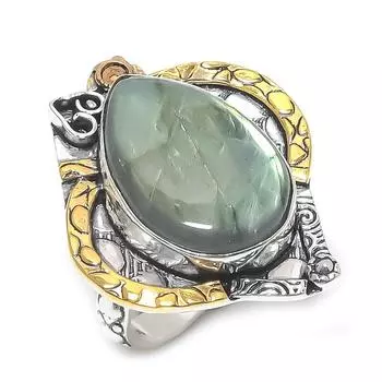 Двухцветное кольцо из стерлингового серебра 925 пробы с натуральным лабрадоритом, размер 9 g9T41