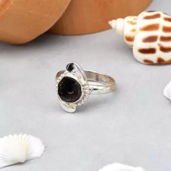 Двухцветное кольцо из стерлингового серебра 925 пробы с необработанным турмалином и драгоценным камнем 7, подарочное кольцо из США 7 US