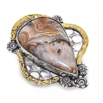 Двухцветное кольцо из стерлингового серебра 925 пробы с натуральным кружевным агатом Laguna S.10 r0s29