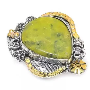 Двухцветное кольцо из стерлингового серебра 925 пробы с натуральным драгоценным камнем Gogunjula Jasper S.9.5 V5c27