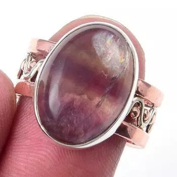 Двухцветное кольцо из стерлингового серебра 925 пробы с натуральным драгоценным камнем ручной работы, размер 8 G9o12