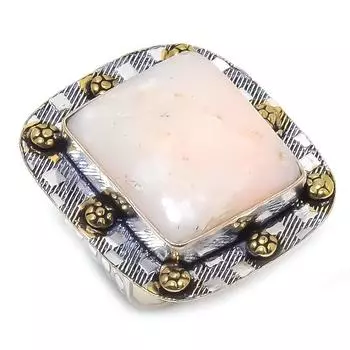 Двухцветное кольцо из стерлингового серебра 925 пробы с натуральным розовым опалом, размер 8,5 b3T62