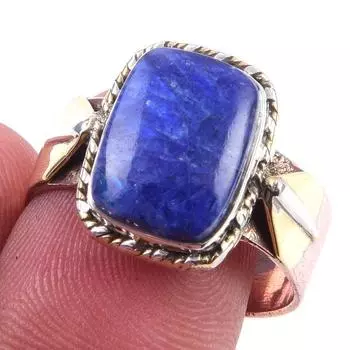 Двухцветное кольцо из стерлингового серебра 925 пробы с натуральным радужным лунным камнем, размер 9 L4M47