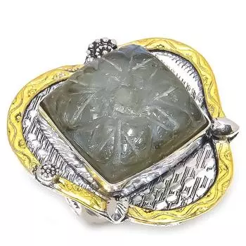 Двухцветное кольцо из стерлингового серебра 925 пробы с натуральным лабрадоритом, размер 9 f7k46