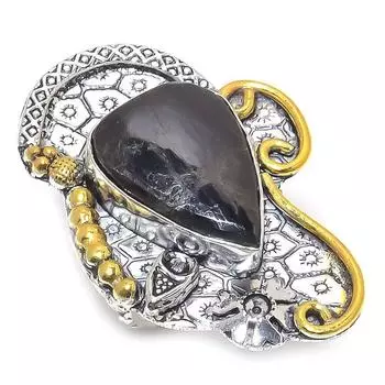 Двухцветное кольцо из стерлингового серебра 925 пробы с натуральным аметистом, размер 7,5 o3F55