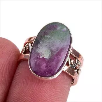 Двухцветное кольцо ручной работы из стерлингового серебра 925 пробы с рубином в зойсайте, созданное в лаборатории S.6 L6m36