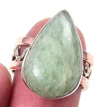 Двухцветное кольцо ручной работы из стерлингового серебра 925 пробы с натуральным аквамарином S.6 M4J08