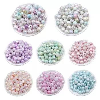 Двухцветные 50 шт. Модные 8/10 мм аксессуары ручной работы ожерелье серьги браслет AB цвета бисерный материал круглые бусины бусины 8mm