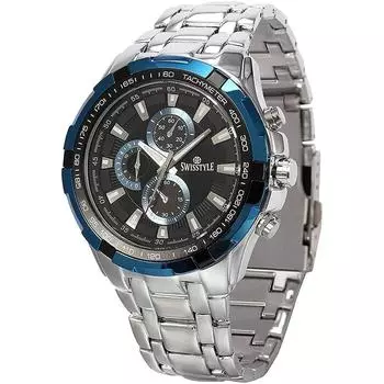 Двухцветные аналоговые часы из нержавеющей стали с хронографом-SS-GR6612 для мужчин